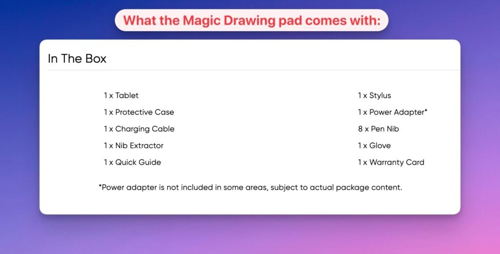 1 What the Magic Drawing pad comes with