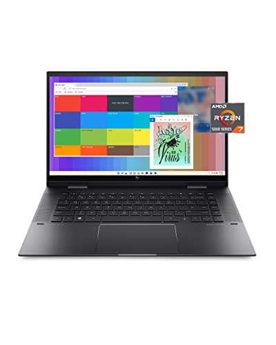 HP ENVY x360 Convertible 15-inch Laptop, AMD Ryzen 7 5825U processor, AMD Radeon Graphics, 8 GB RAM, 512 GB SSD, Windows 11 Home (15-eu1026nr, Nightfall black aluminum)