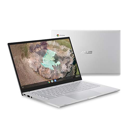 ASUS Chromebook C425 Clamshell Laptop, 14" FHD 4-Way NanoEdge Touch Screen, Intel Core m3-8100Y Processor, 4GB RAM, 128GB eMMC Storage, Backlit KB, Silver, Chrome OS, C425TA-AS348FT