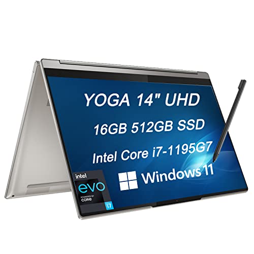 Lenovo Yoga 9i 14" UHD 4K (3840x2160) 2-in-1 Touchscreen (Intel 4-Core i7-1195G7, 16GB LPDDR4x RAM, 512GB SSD, Active Stylus), Business Laptop, Backlit, Thunderbolt 4, Windows 11 Home (Renewed)