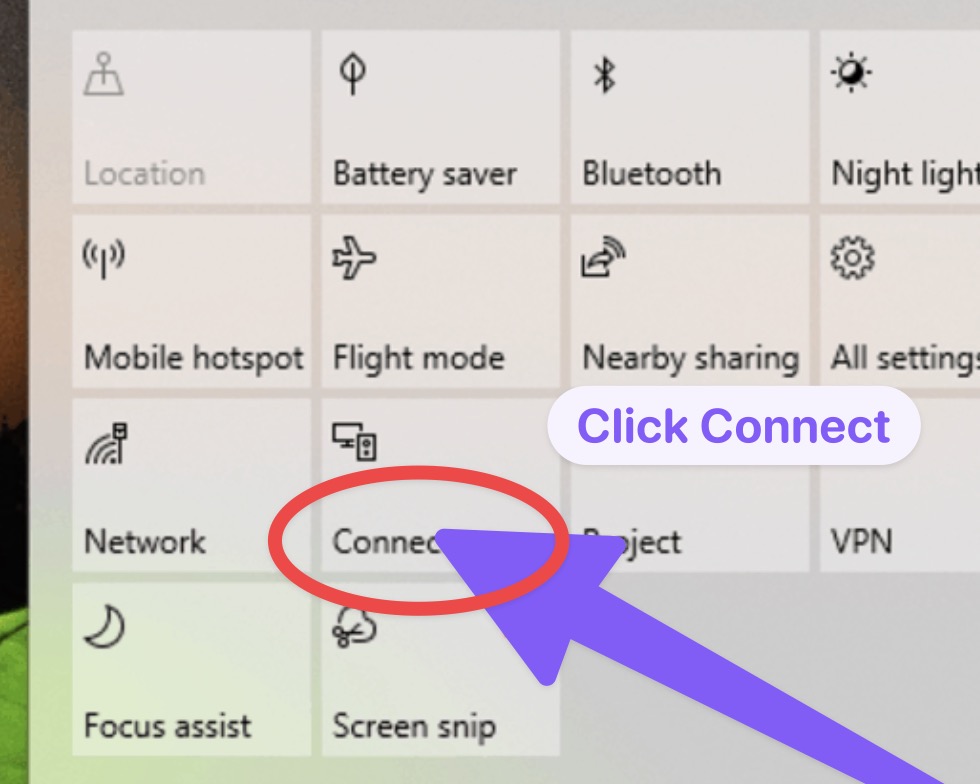 Click connect to mirror from windows to Roku