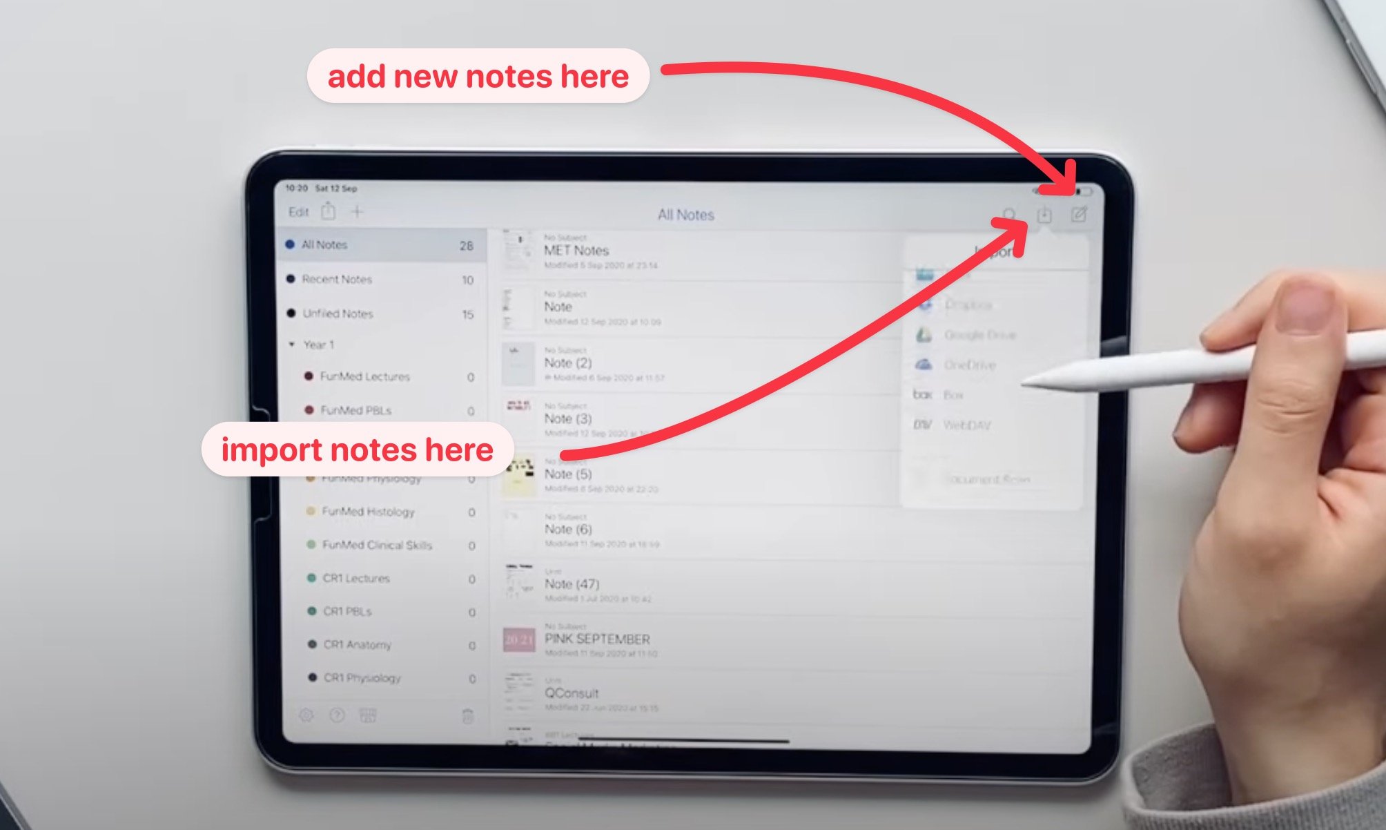 How to add new notes pages and drawings on notability