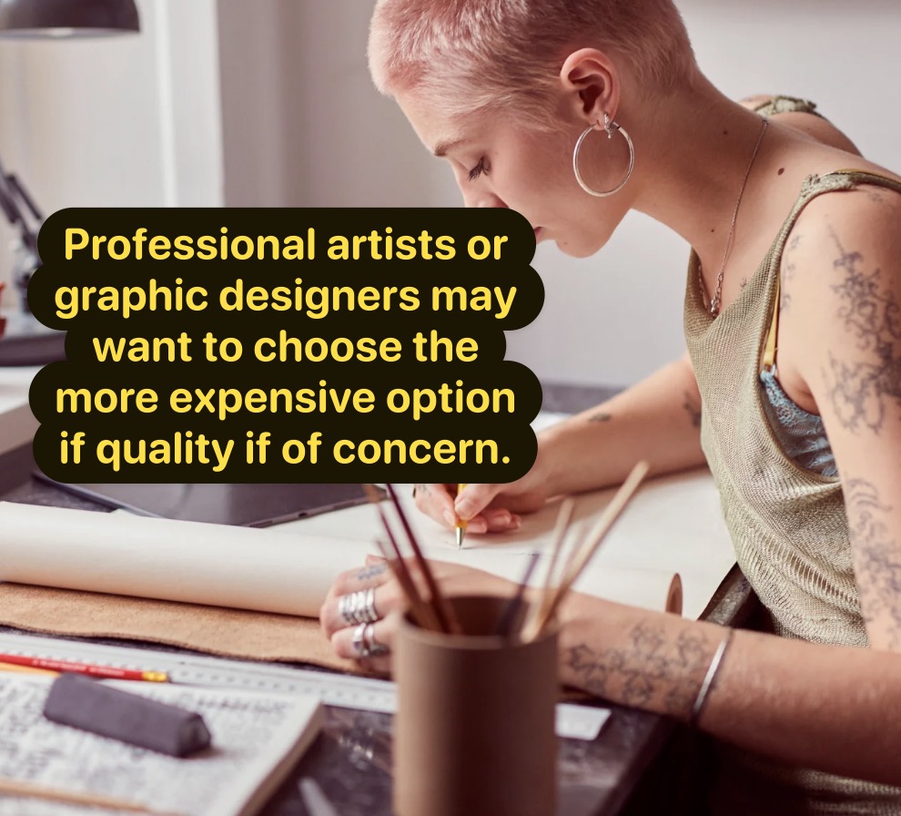 Professional artists or graphic designers may want to choose the more expensive option if quality if of concern