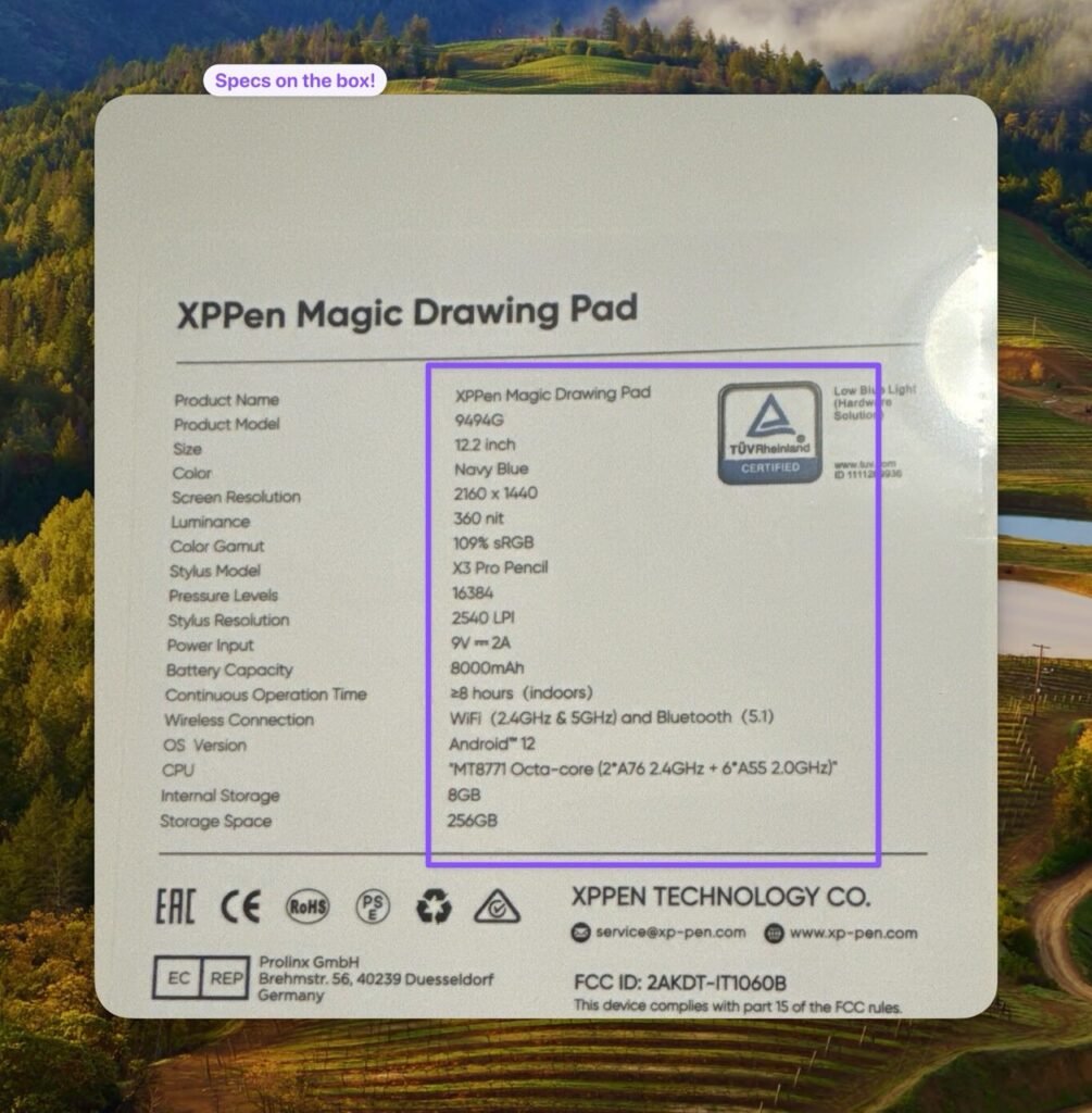 Specs on the box magic drawing pad Large