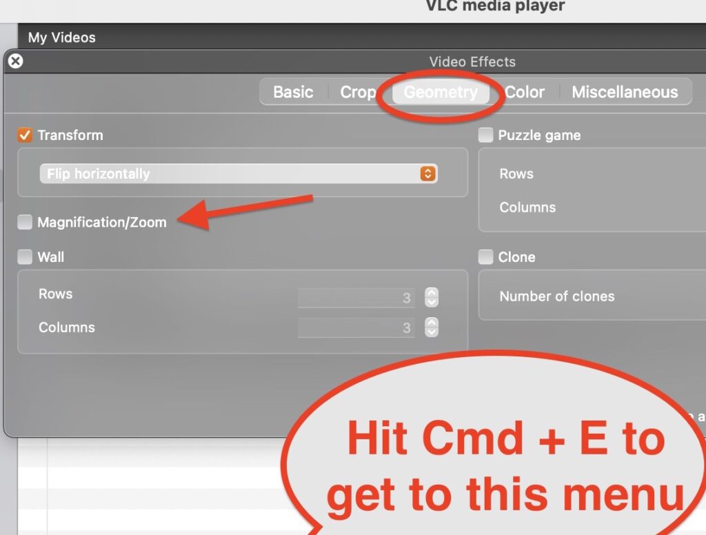 Step 1 Zoom in VLC on Mac screenshot of menu real test