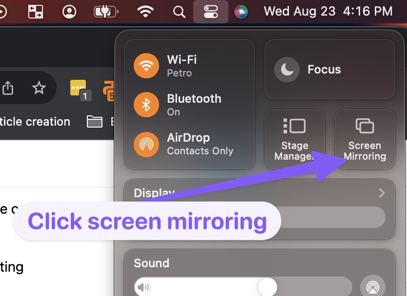 Step 3 click screen mirroring from mac to roku 1