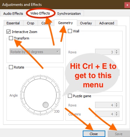 Zoom in VLC on windows screenshot of menu real test