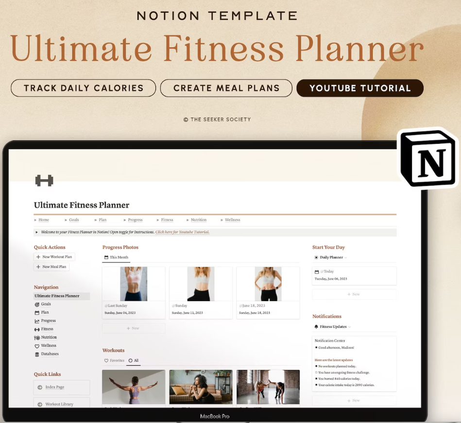 Notion Template For Health and Wellness
