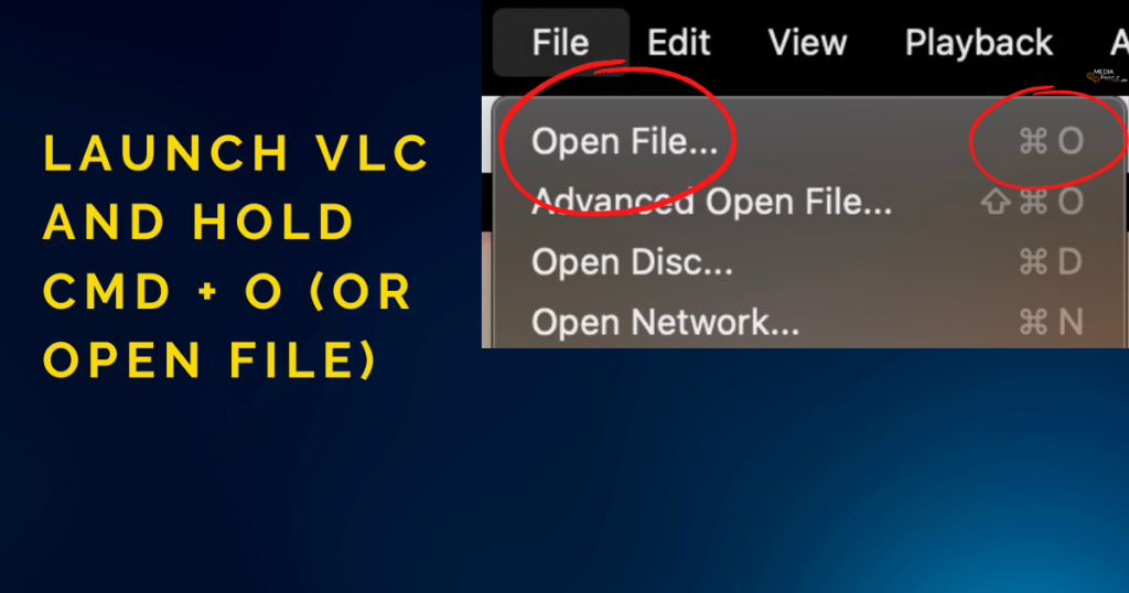 Step 1 Launch VLC and hold CMD O or Open file mac