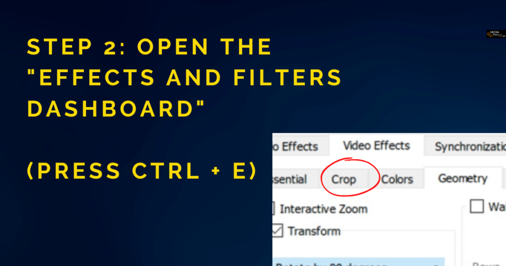 Step 2 Open the Effects and filters dashboard by pressing Ctrl E or via the tools menu
