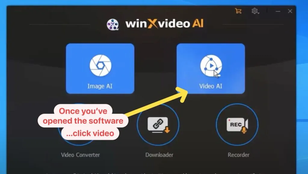 Winxvideo click video AI part to import before 4k upscaling