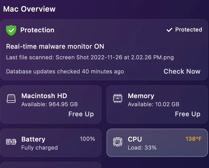 CleanMyMac Dashboard safely launched