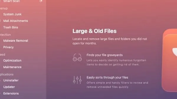 CleanMyMac gets rid of large and old files