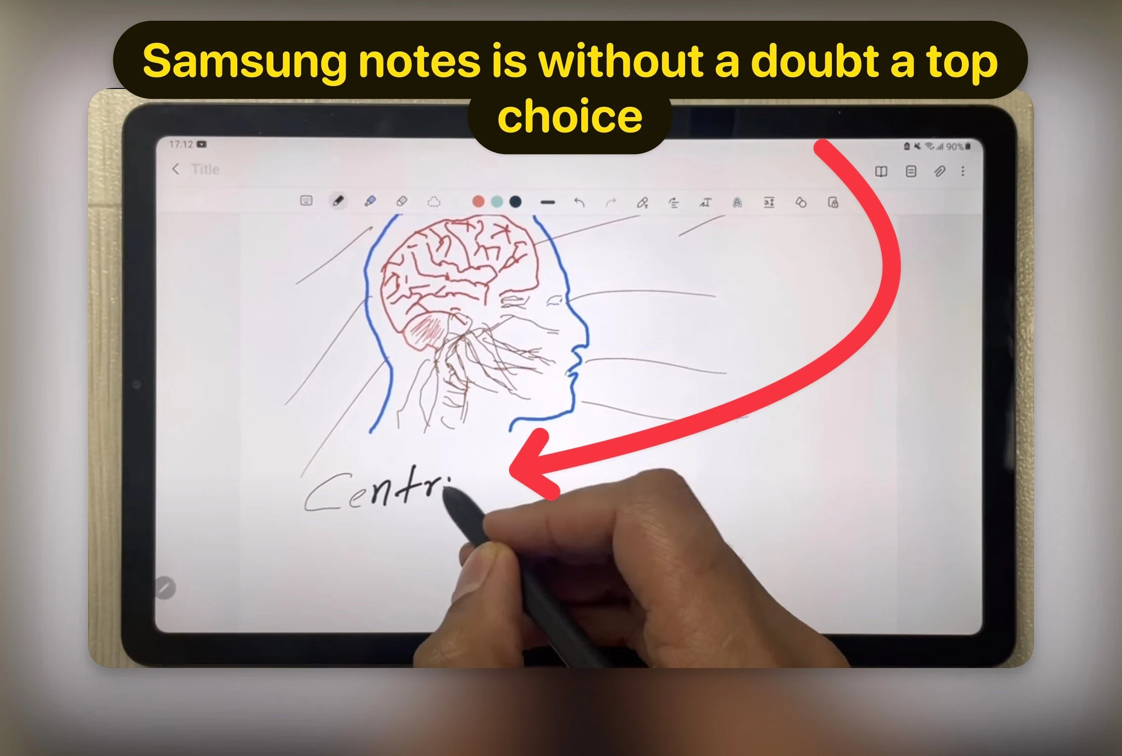 Example of a note being created on Samsung Notes
