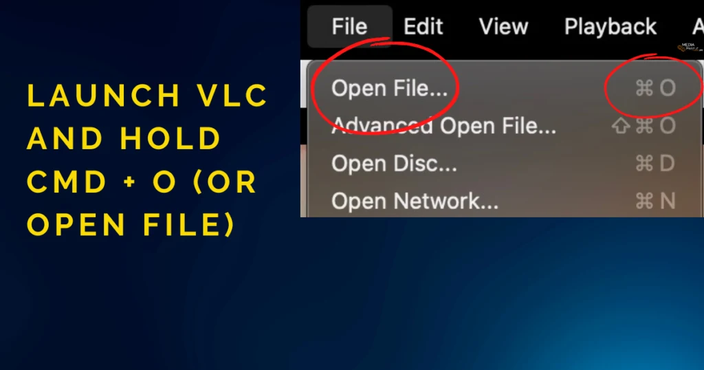 Step 1 Launch VLC and hold CMD O or Open file mac