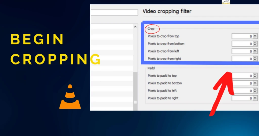 step 2.5 Enter your crop pixels in the VLc dashboard menu