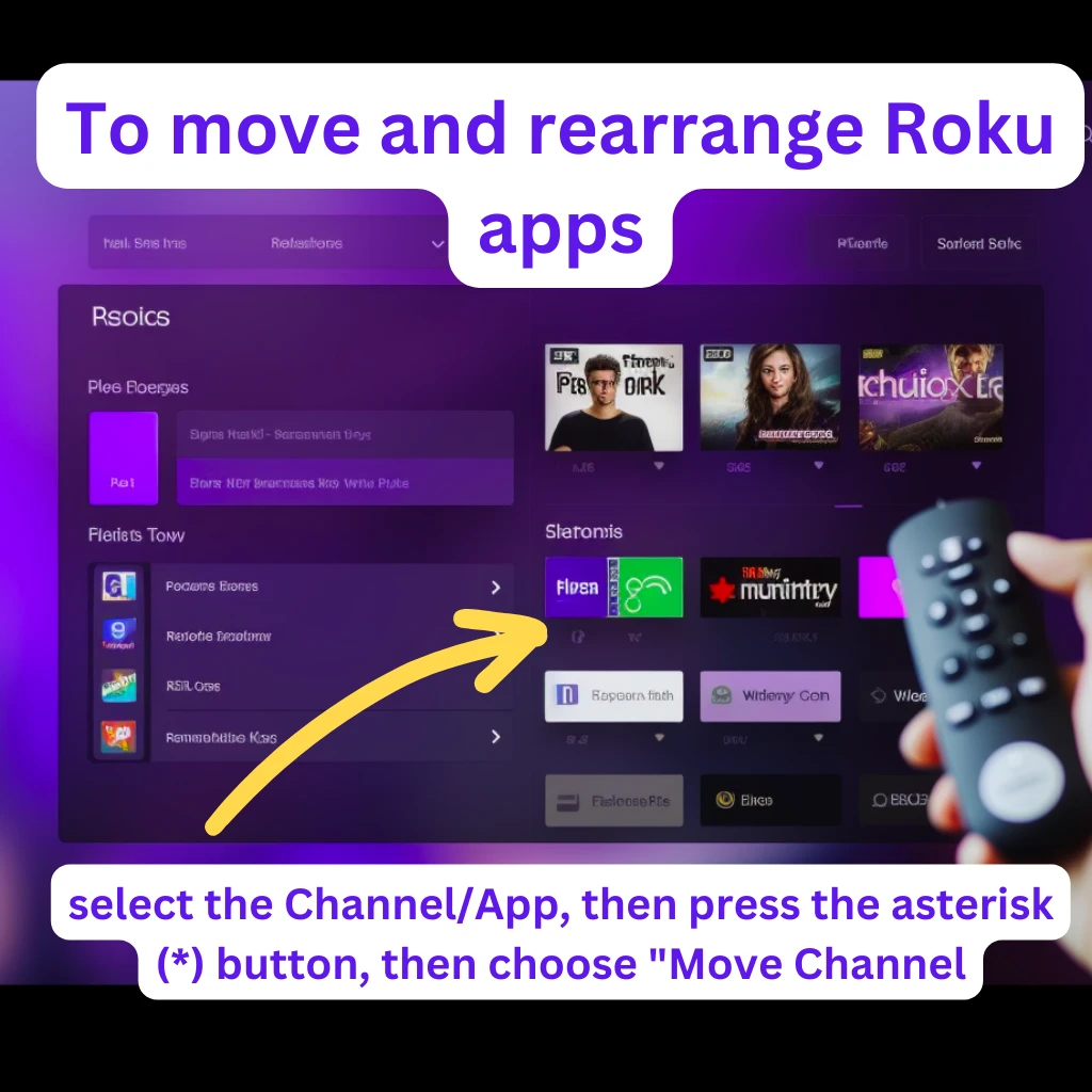 To move and rearrange Roku apps